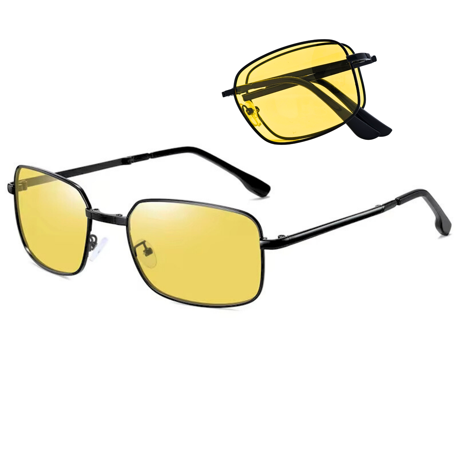 HUVORA | Carry Go | Polarized Folding Rectangle Sunglasses | Photochromic | Night Vision