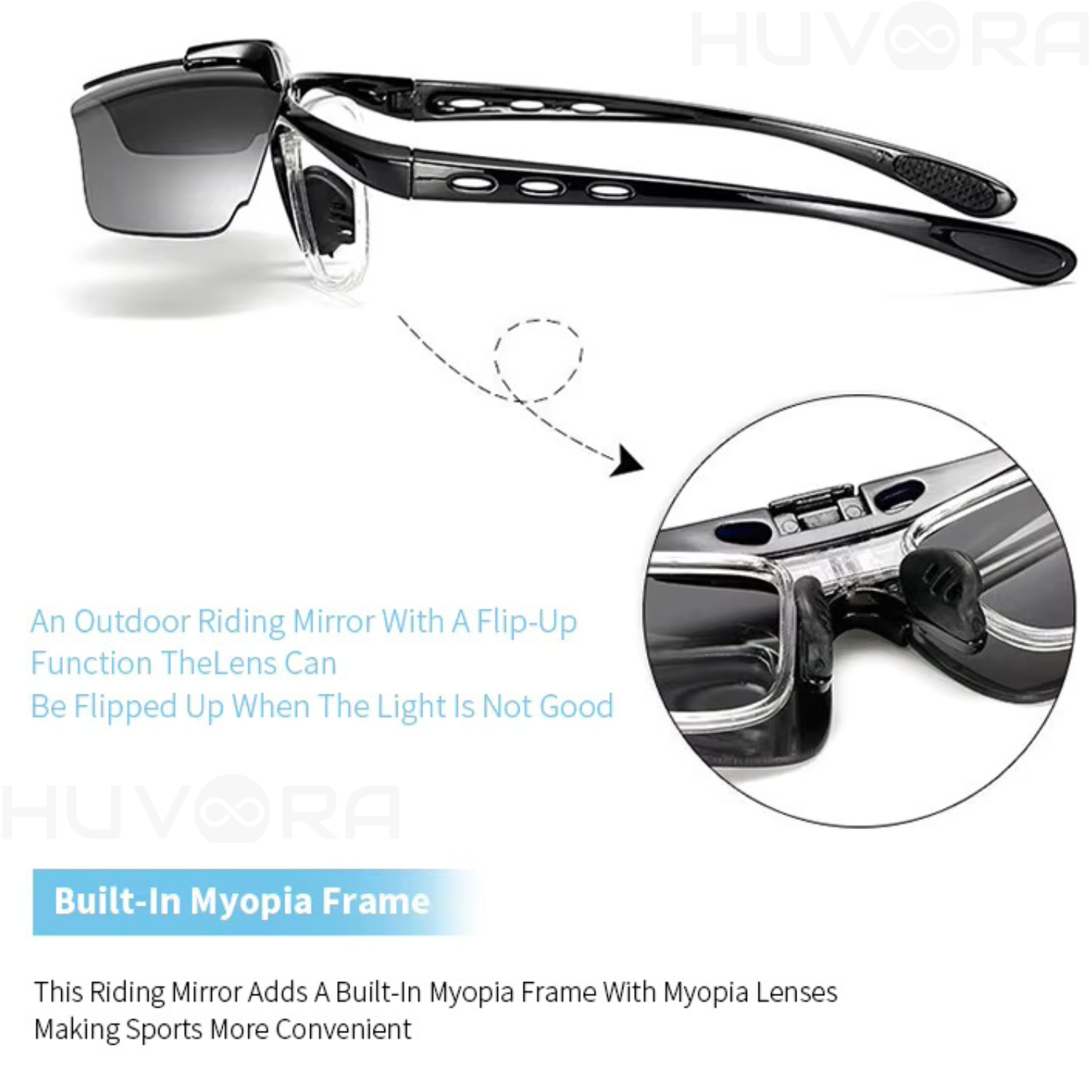 HUVORA | Flip Up | Wrapround Sports Sunglasses