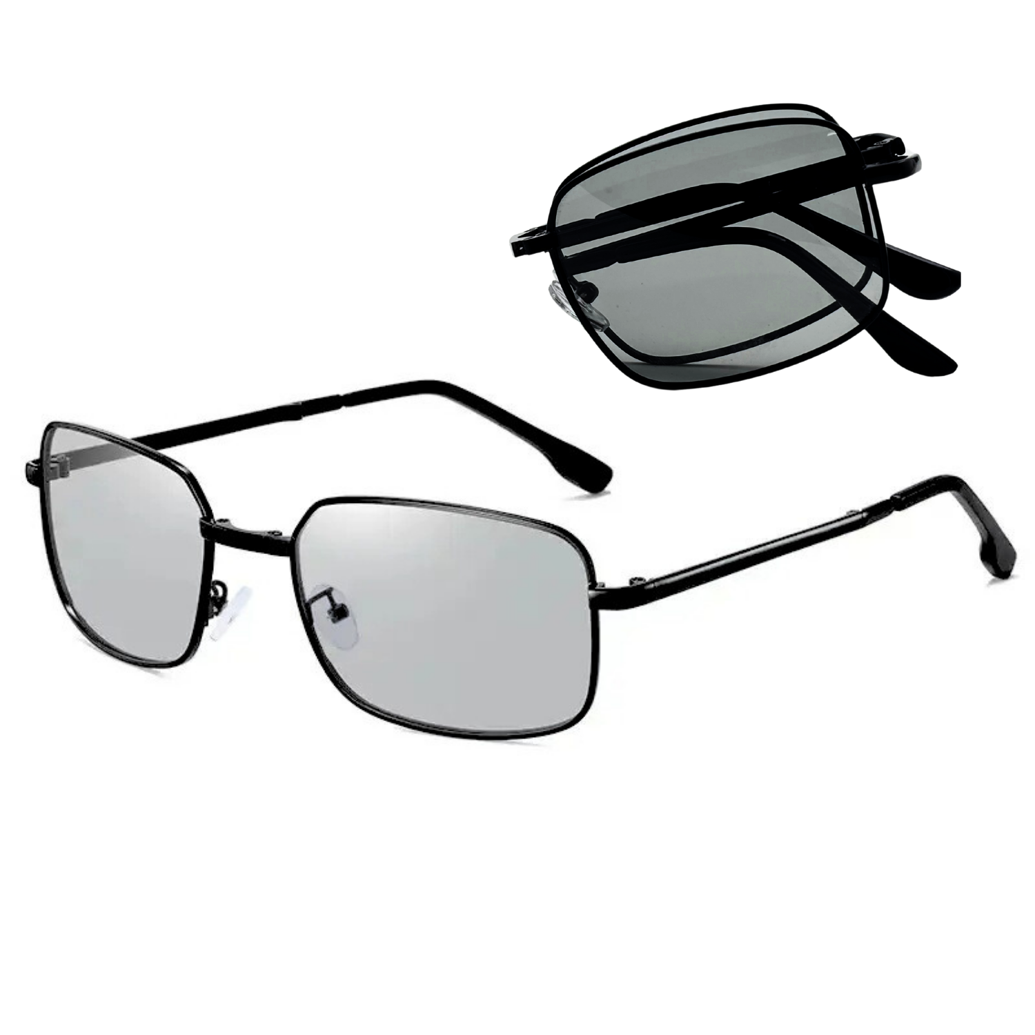 HUVORA | Carry Go | Polarized Folding Rectangle Sunglasses | Photochromic | Night Vision
