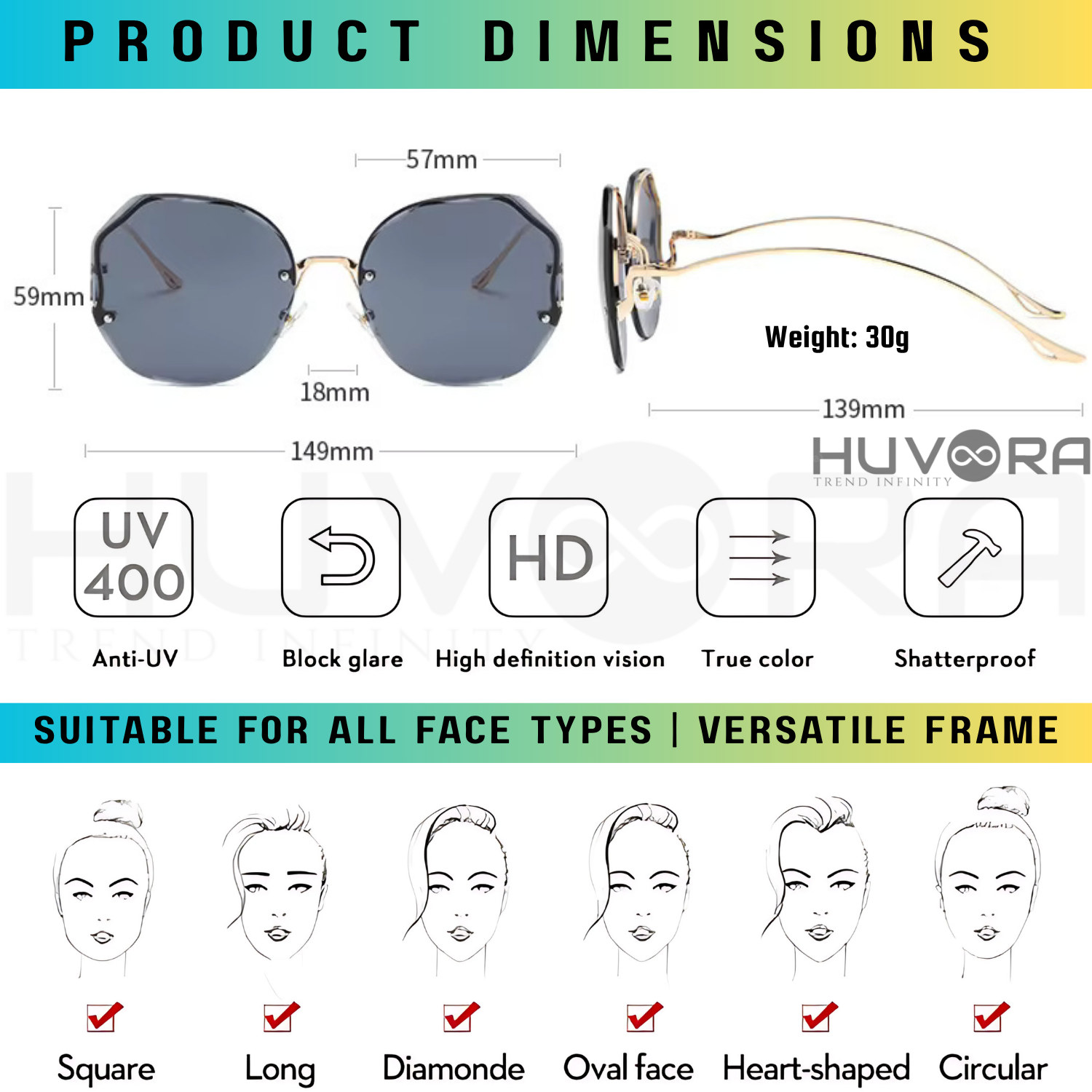 HUVORA | De Curve | Designer Oversized Round Sunglasses