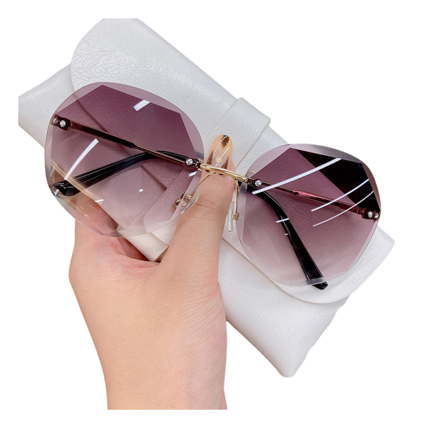 HUVORA | Poshovo | Oversized Round Rimless Sunglasses | Designer