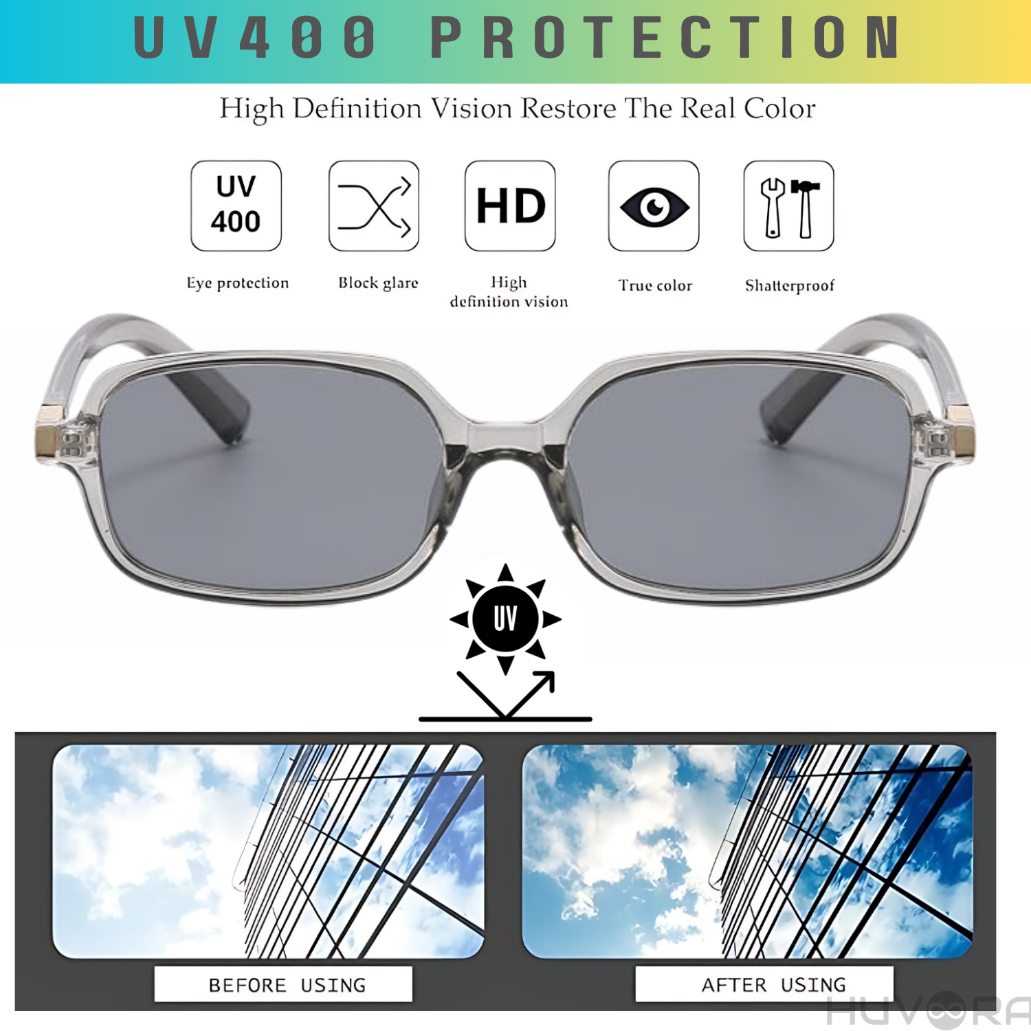 HUVORA | Blue Flex | Anti Blue Light Computer Rectangle Glasses