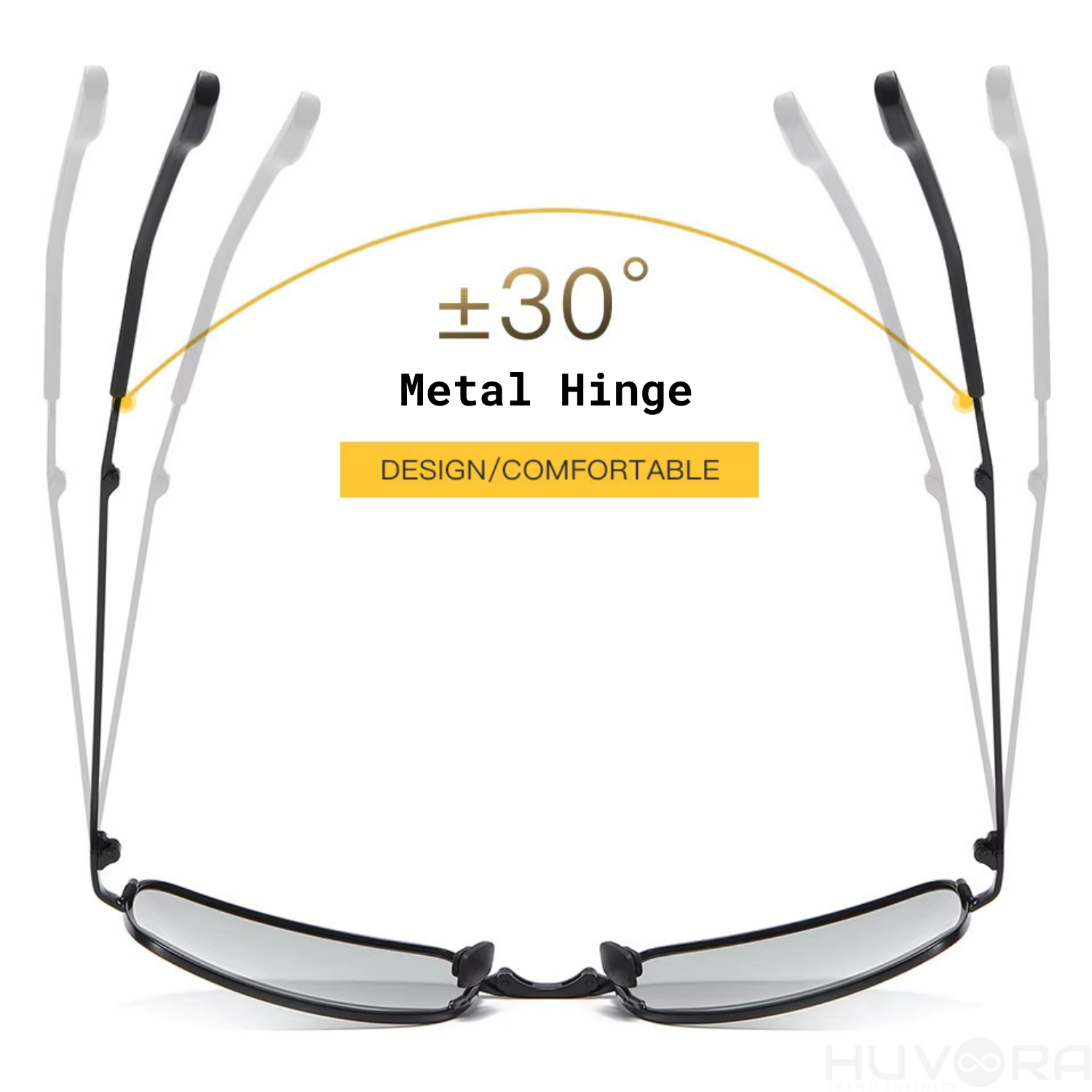 HUVORA | Carry Go | Polarized Folding Rectangle Sunglasses | Photochromic | Night Vision