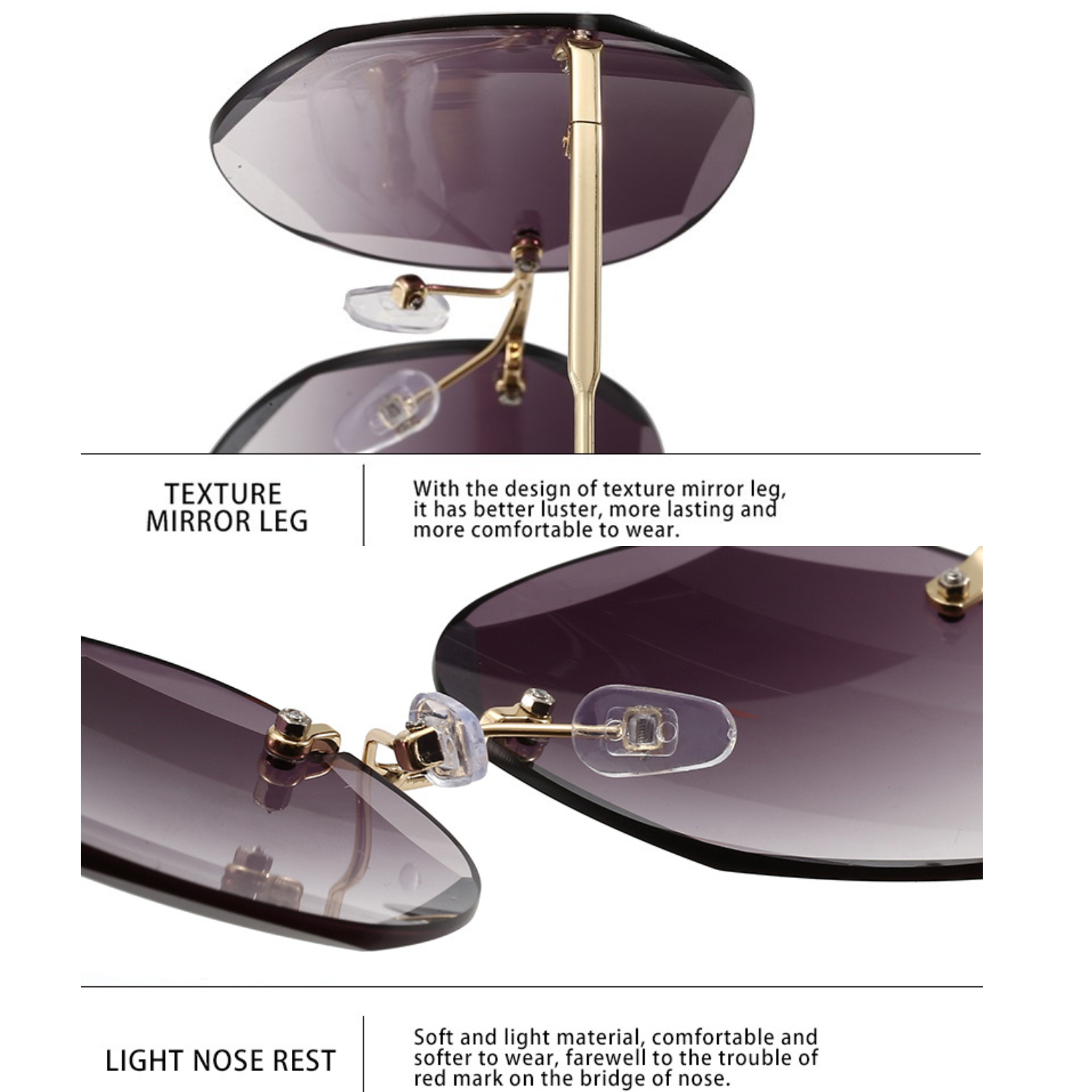 HUVORA | Poshovo | Oversized Round Rimless Sunglasses | Designer