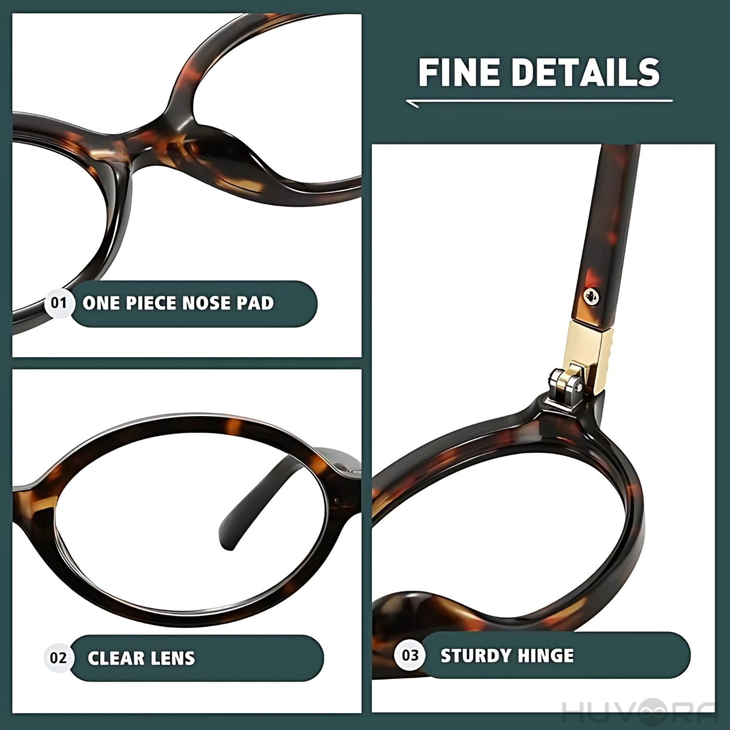 HUVORA | Retro Bloom | Anti Blue Oval Computer Glasses