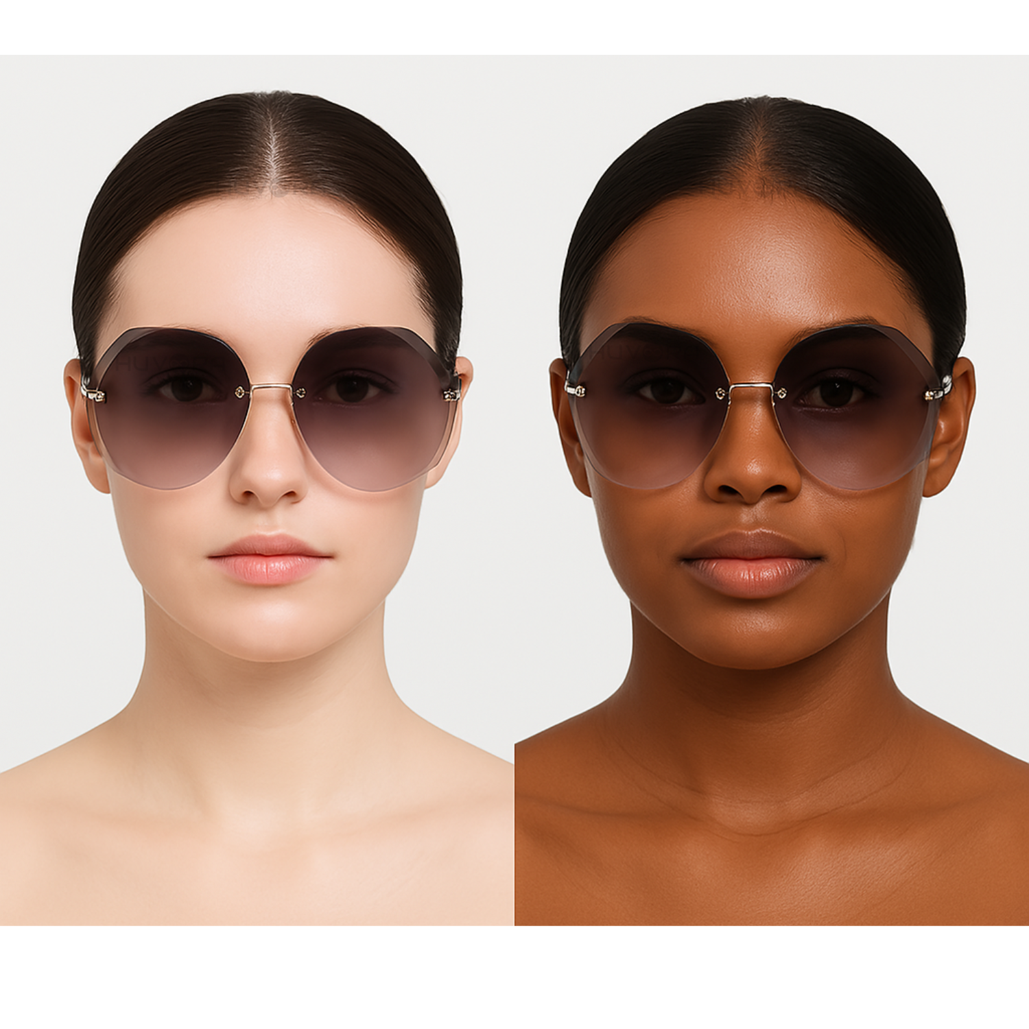 HUVORA | Poshovo | Oversized Round Rimless Sunglasses | Designer