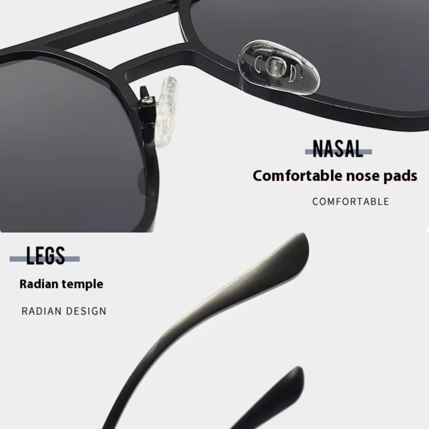 HUVORA | Hero Polarized | Polarized Square Sunglasses | Double Bridge