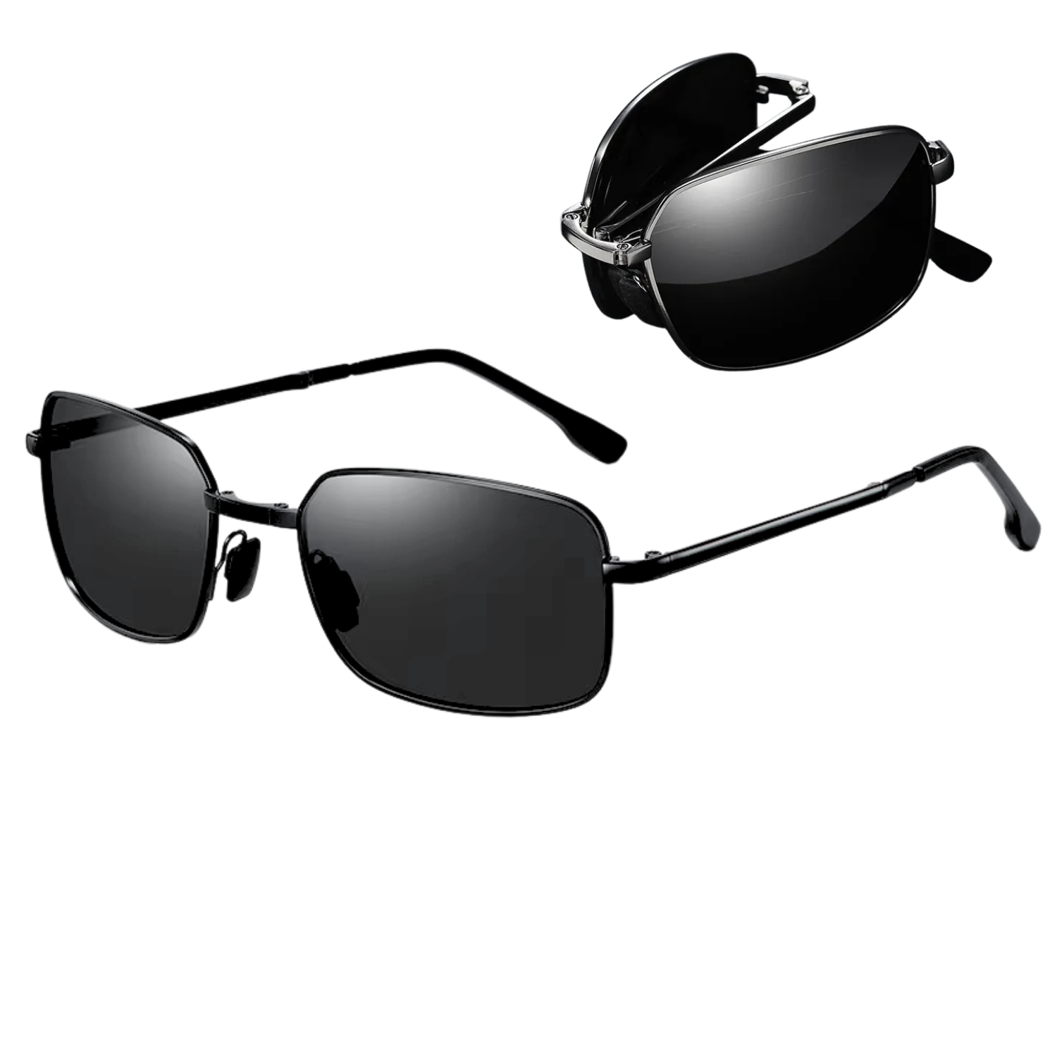 HUVORA | Carry Go | Polarized Folding Rectangle Sunglasses | Photochromic | Night Vision