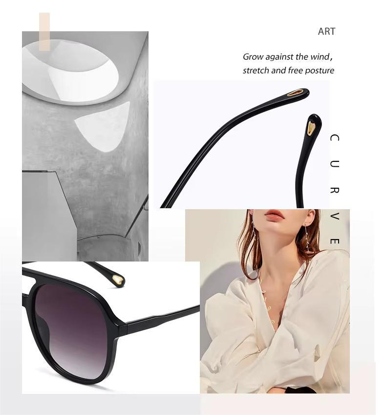 HUVORA | Mod Vista | Aviator Square Sunglasses | Double Bridge
