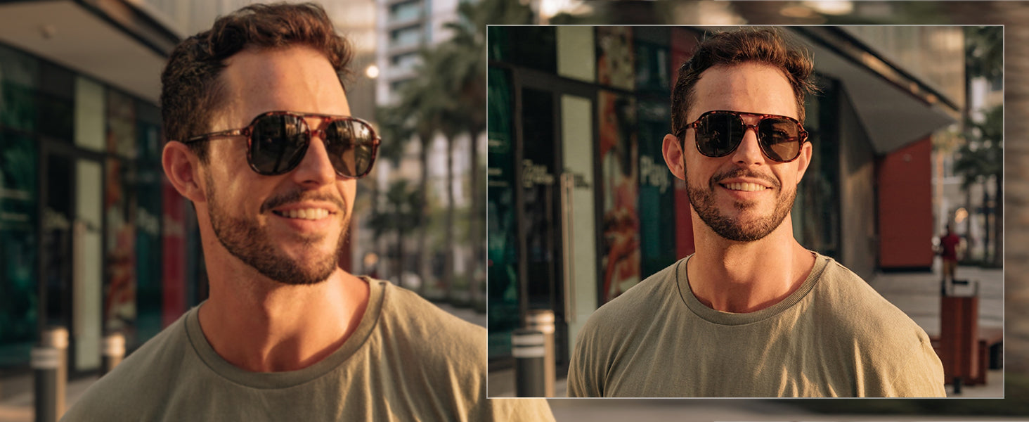 HUVORA | Mod Vista | Aviator Square Sunglasses | Double Bridge