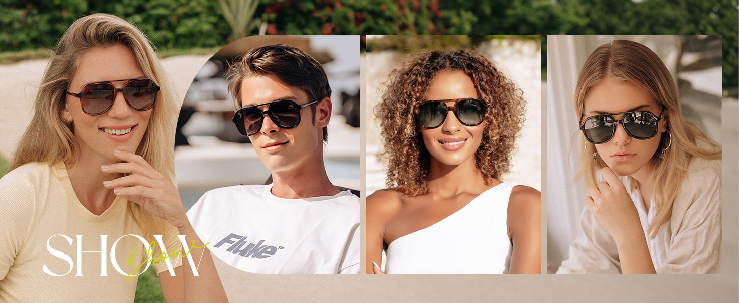 HUVORA | Mod Vista | Aviator Square Sunglasses | Double Bridge