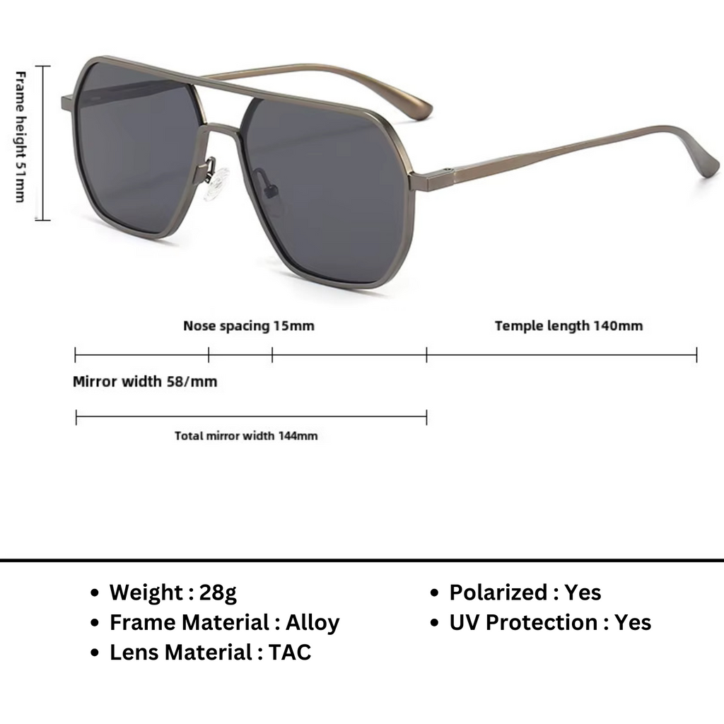 HUVORA | Hero Polarized | Polarized Square Sunglasses | Double Bridge