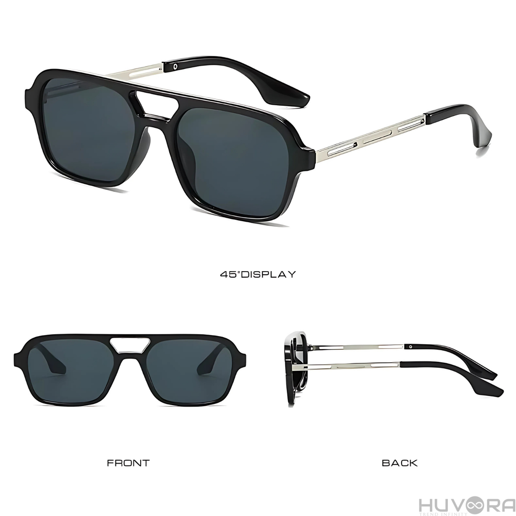 HUVORA | Wise Knight | Flat Square Aviator Sunglasses | Anti Blue Light Computer Glasses