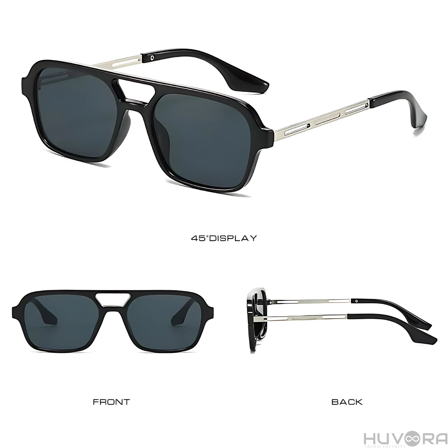 HUVORA | Wise Knight | Flat Square Aviator Sunglasses | Anti Blue Light Computer Glasses