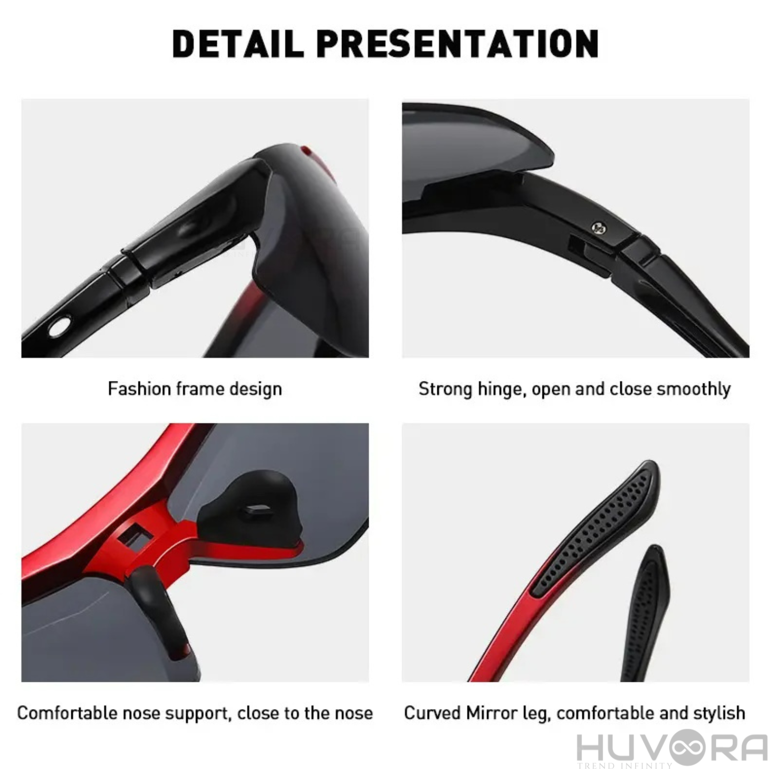 HUVORA | Strom Fire| Wraparound Sports Sunglasses with Myopia Frame