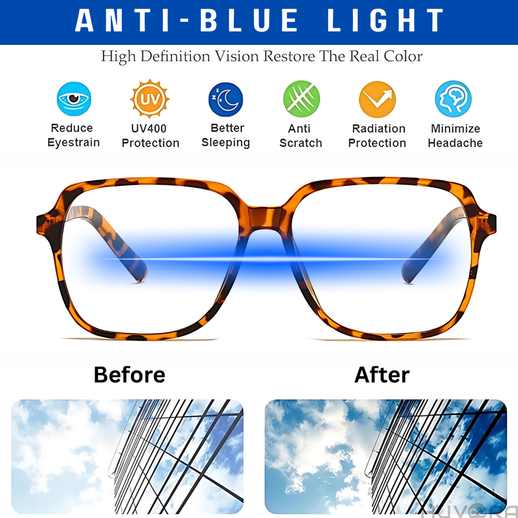 HUVORA | Vibe Frame | Oversized Square Anti Blue Computer Glasses