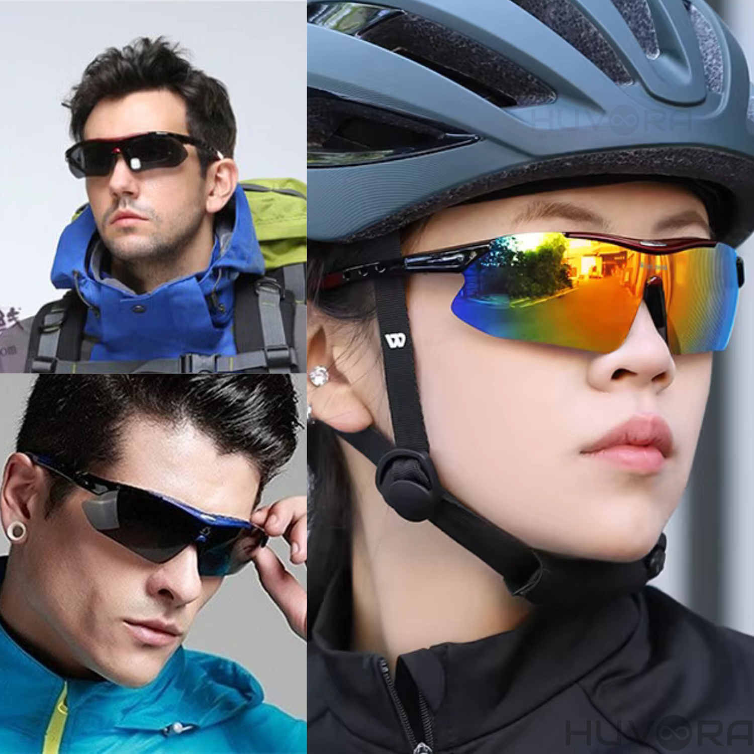 HUVORA | Strom Fire| Wraparound Sports Sunglasses with Myopia Frame