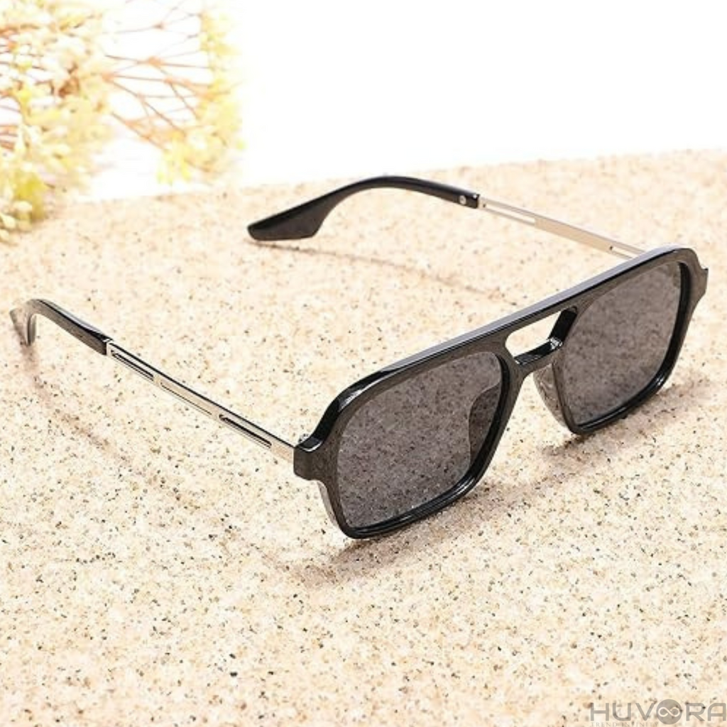 HUVORA | Wise Knight | Flat Square Aviator Sunglasses | Anti Blue Light Computer Glasses
