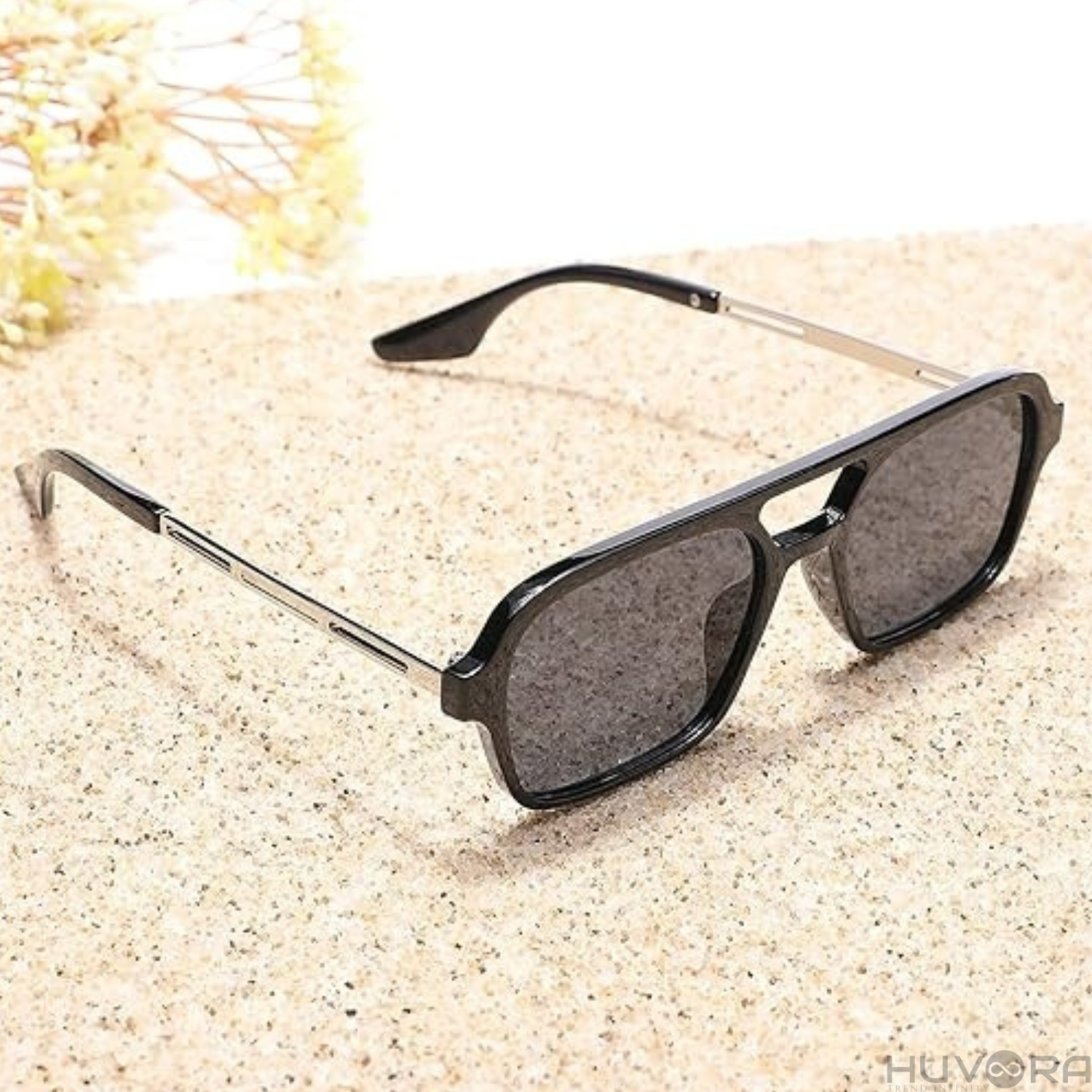 HUVORA | Wise Knight | Flat Square Aviator Sunglasses | Anti Blue Light Computer Glasses