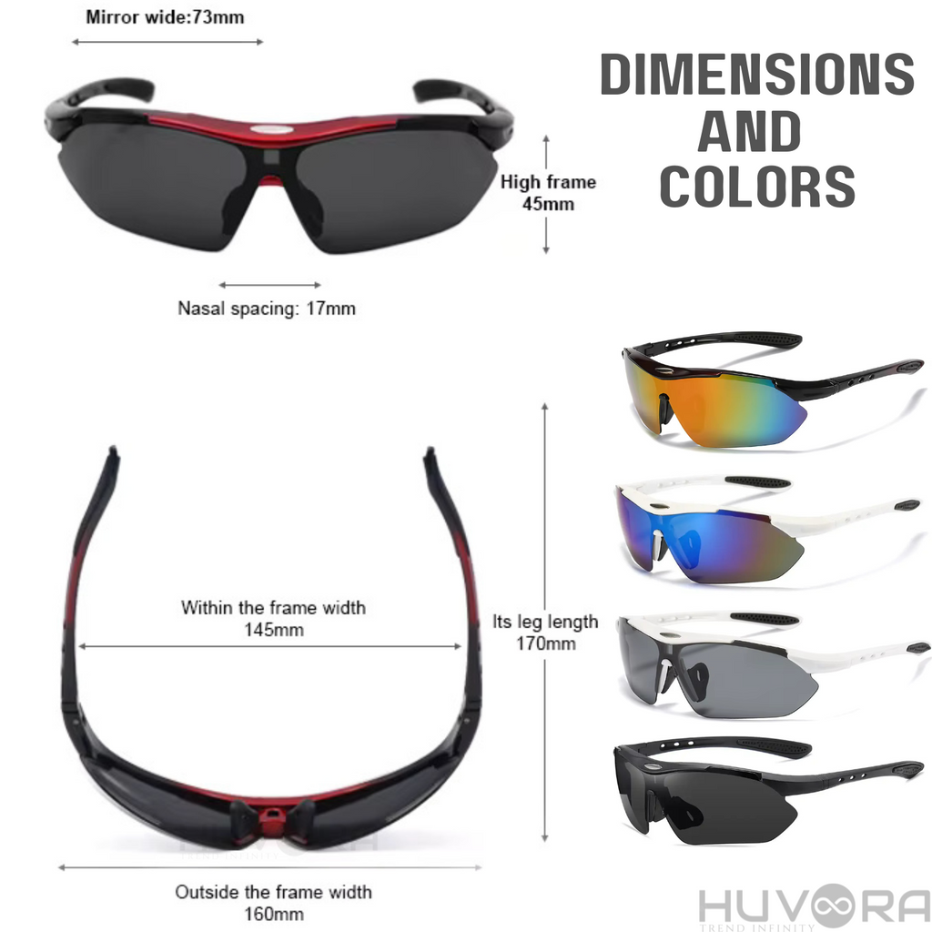 HUVORA | Strom Fire| Wraparound Sports Sunglasses with Myopia Frame