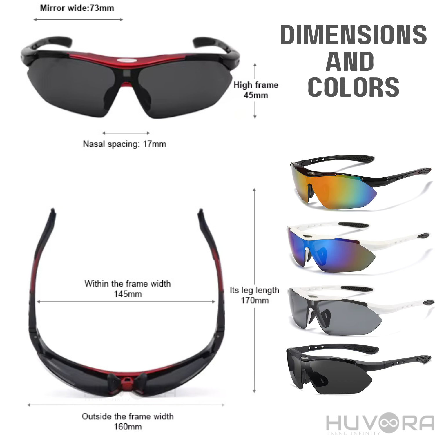HUVORA | Strom Fire| Wraparound Sports Sunglasses with Myopia Frame