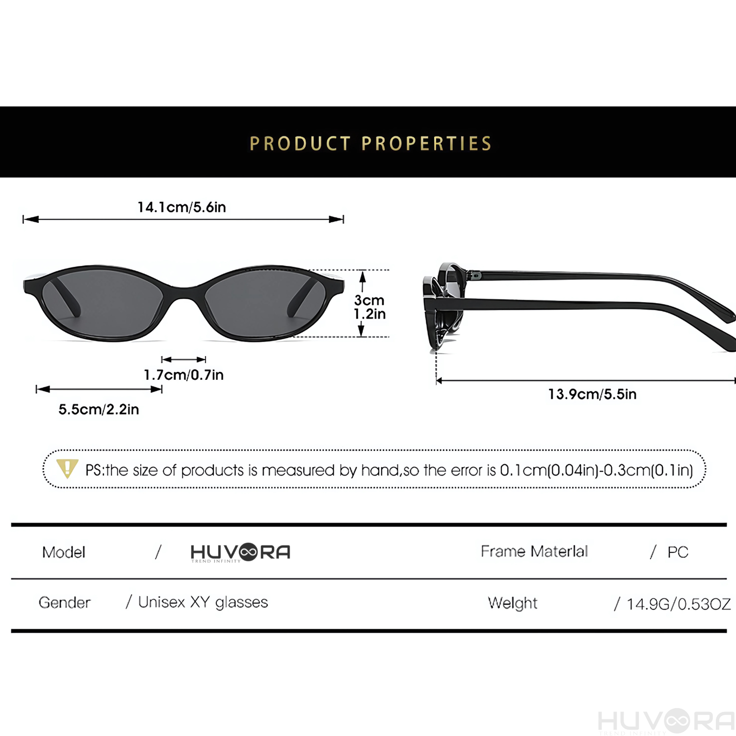 HUVORA | Elara Vue | Trendy Cat Eye Sunglasses | Metal Hinges
