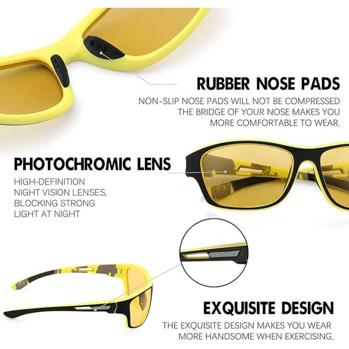 HUVORA | Glide Force | Polarized Rectangle Sports Sunglasses