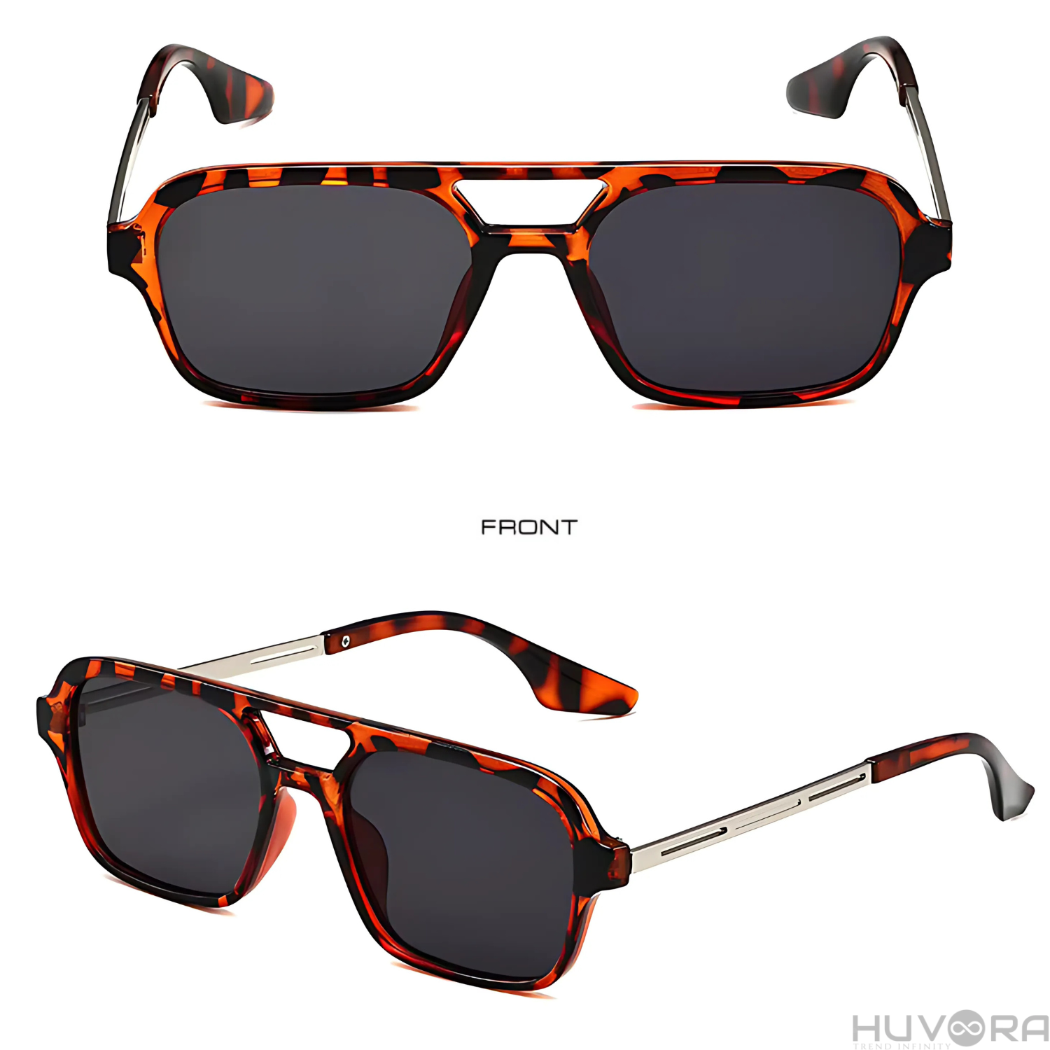 HUVORA | Wise Knight | Flat Square Aviator Sunglasses | Anti Blue Light Computer Glasses