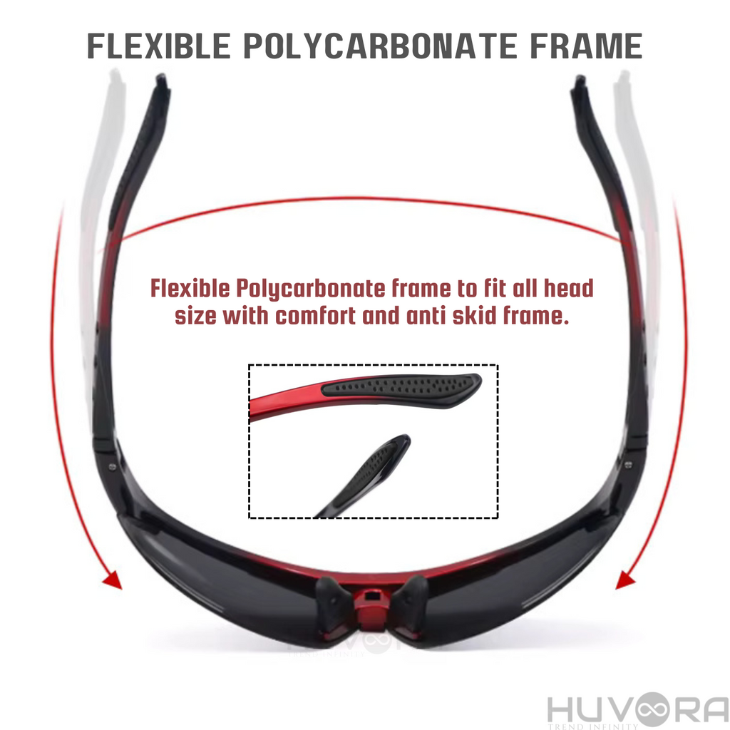 HUVORA | Strom Fire| Wraparound Sports Sunglasses with Myopia Frame
