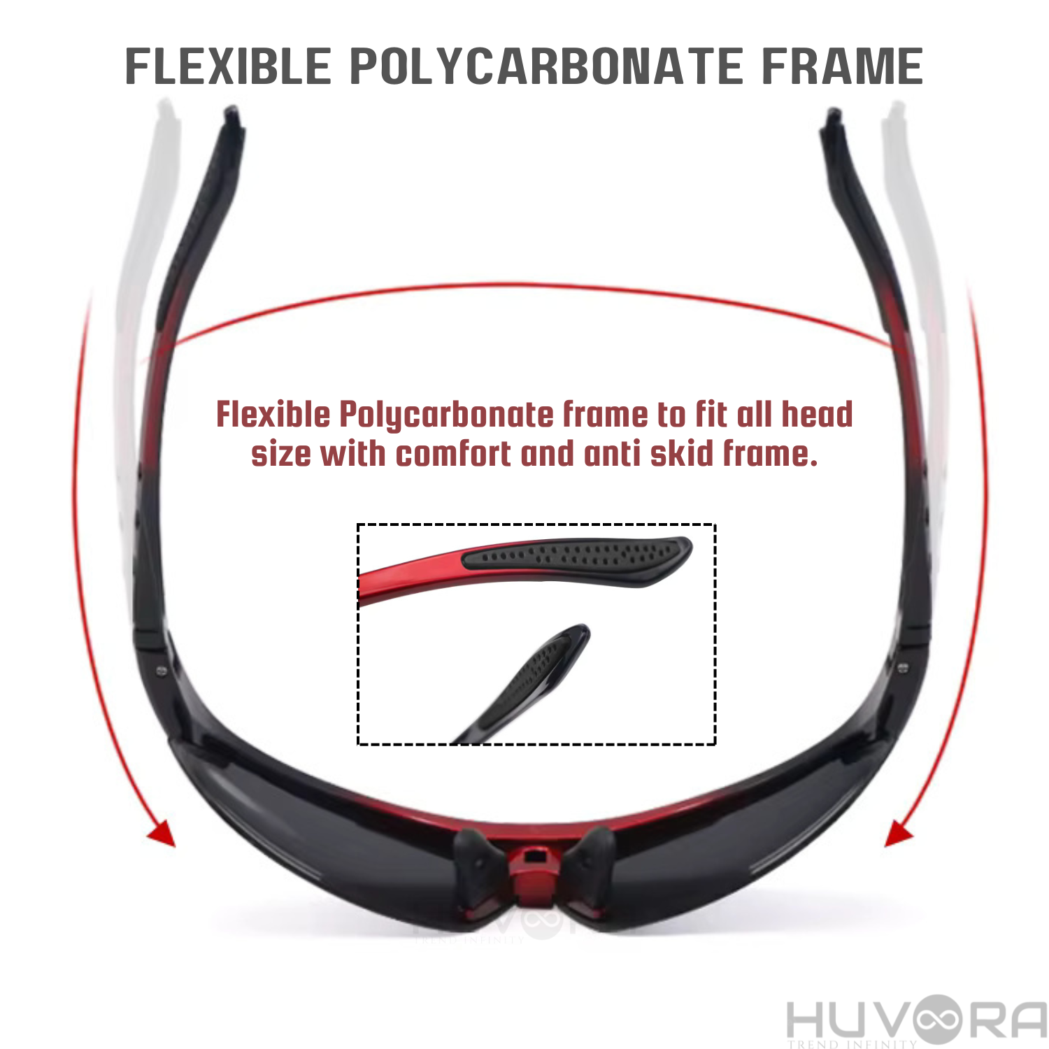 HUVORA | Strom Fire| Wraparound Sports Sunglasses with Myopia Frame