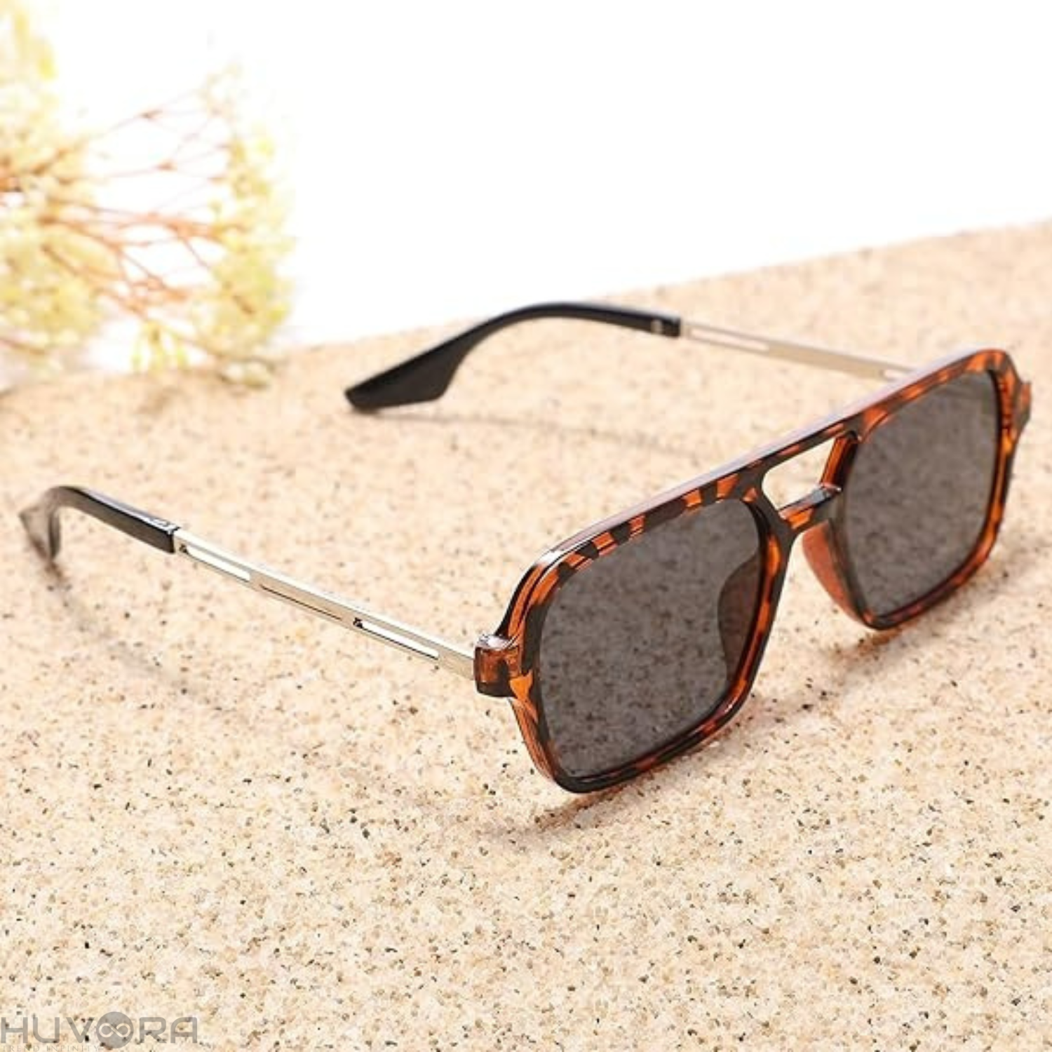 HUVORA | Wise Knight | Flat Square Aviator Sunglasses | Anti Blue Light Computer Glasses
