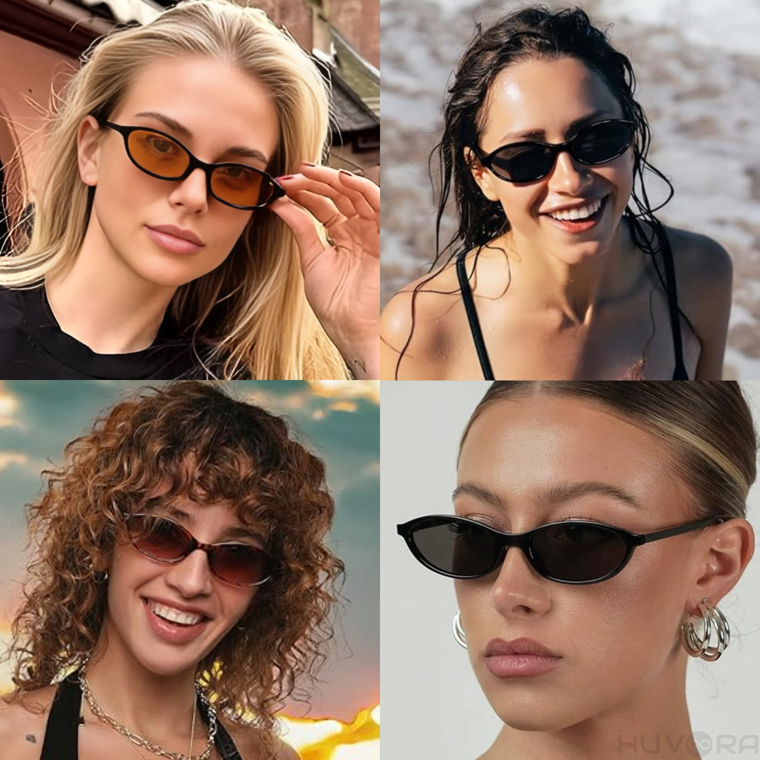 HUVORA | Elara Vue | Trendy Cat Eye Sunglasses | Metal Hinges