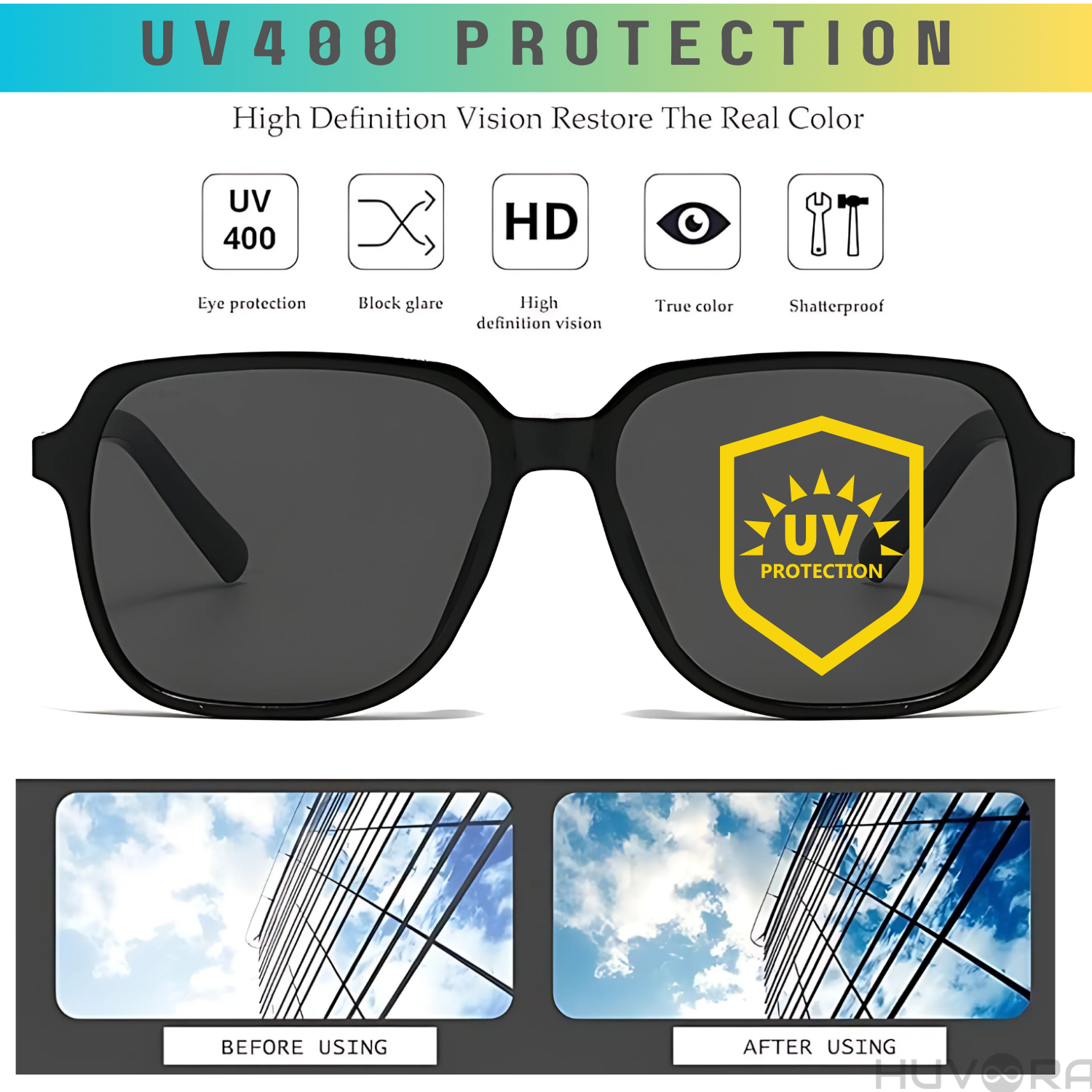 HUVORA | Vibe Frame | Oversized Square Anti Blue Computer Glasses