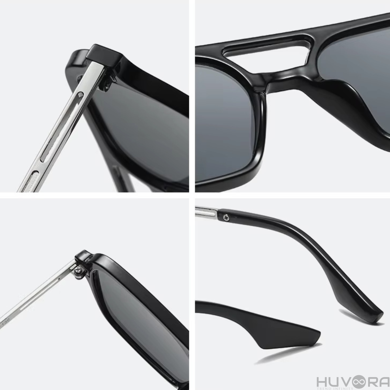 HUVORA | Wise Knight | Flat Square Aviator Sunglasses | Anti Blue Light Computer Glasses