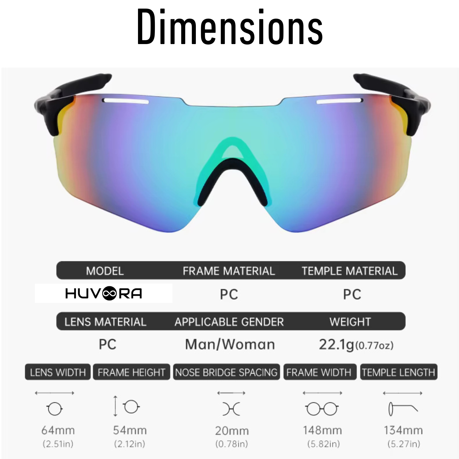 HUVORA | Trail Bolt | Wraparound Sports Sunglasses