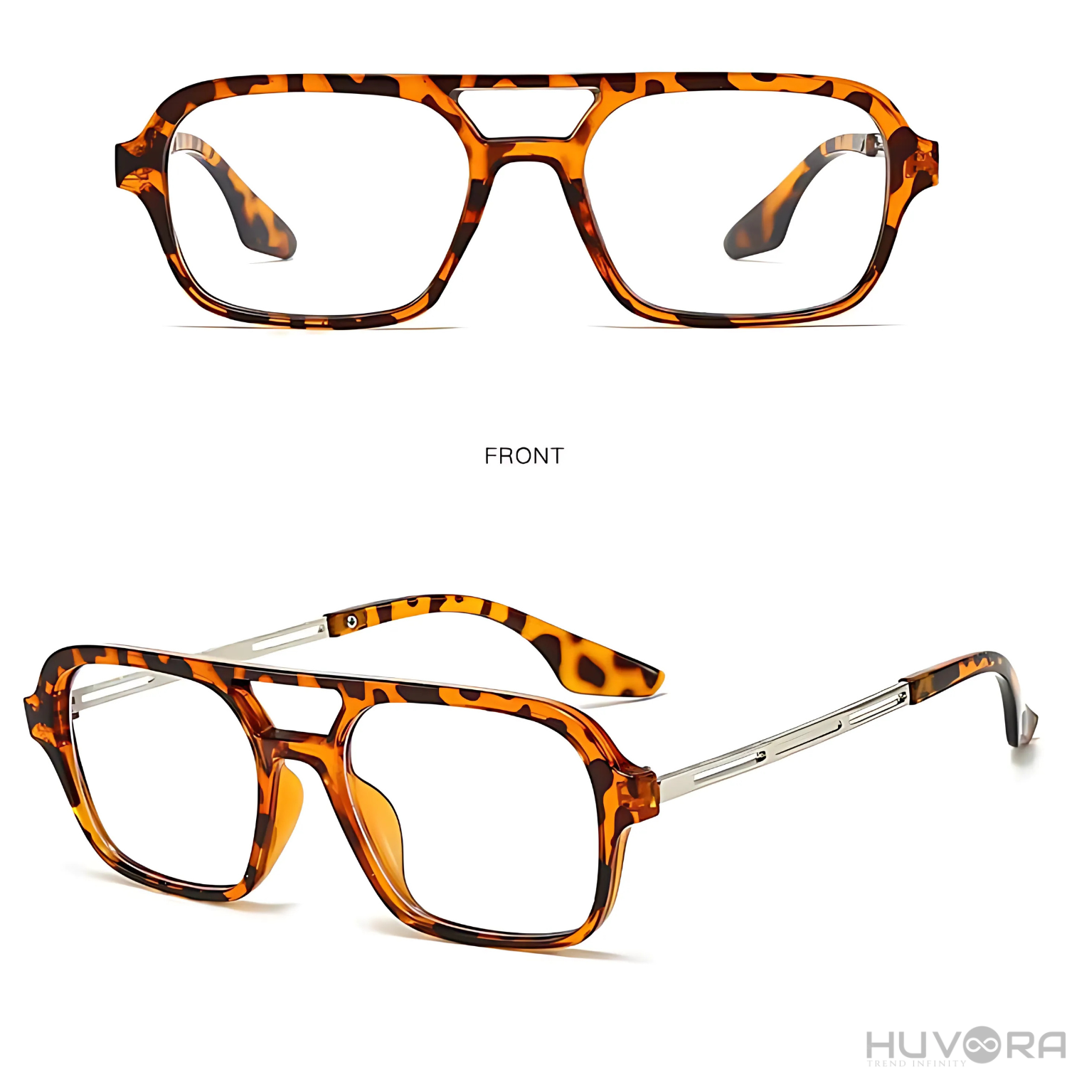HUVORA | Wise Knight | Flat Square Aviator Sunglasses | Anti Blue Light Computer Glasses