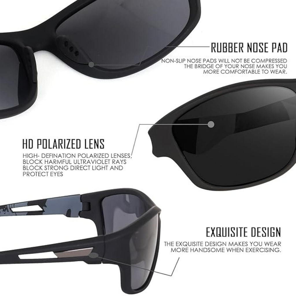HUVORA | Glide Force | Polarized Rectangle Sports Sunglasses