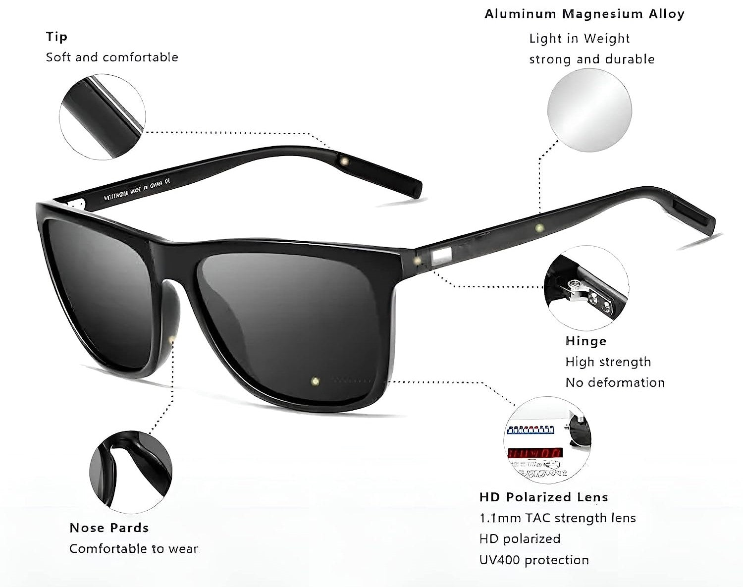 HUVORA | VIP Man | Polarized Wayfarer Sunglasses