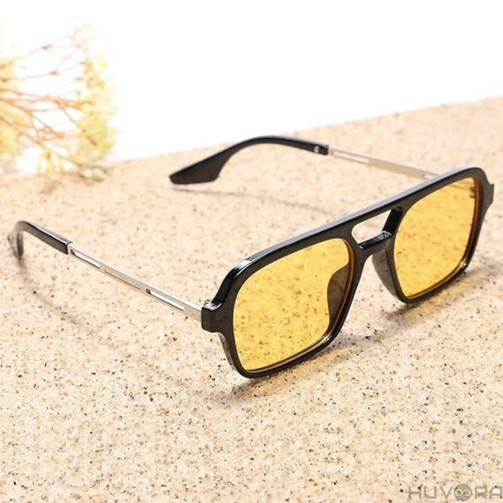 HUVORA | Wise Knight | Flat Square Aviator Sunglasses | Anti Blue Light Computer Glasses