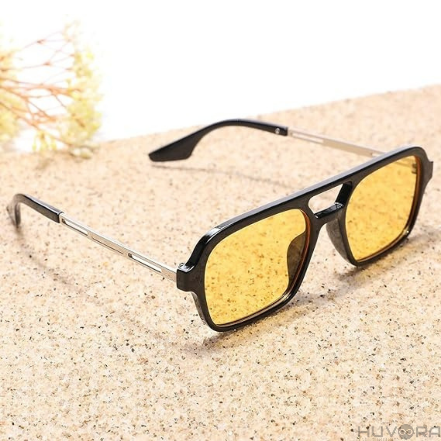 HUVORA | Wise Knight | Flat Square Aviator Sunglasses | Anti Blue Light Computer Glasses