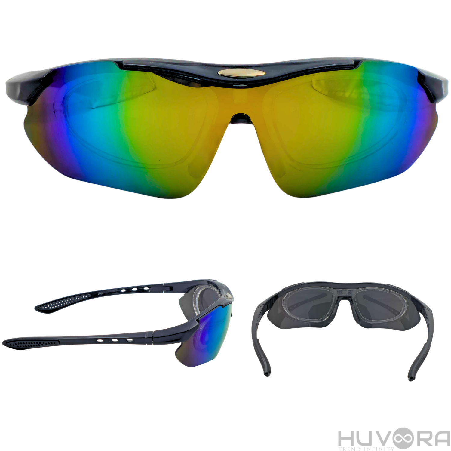 HUVORA | Strom Fire| Wraparound Sports Sunglasses with Myopia Frame