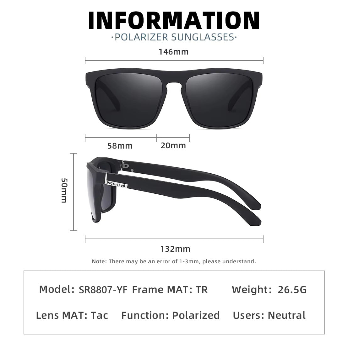 HUVORA | Mirage Flex | Polarized Wayfarer Sunglasses