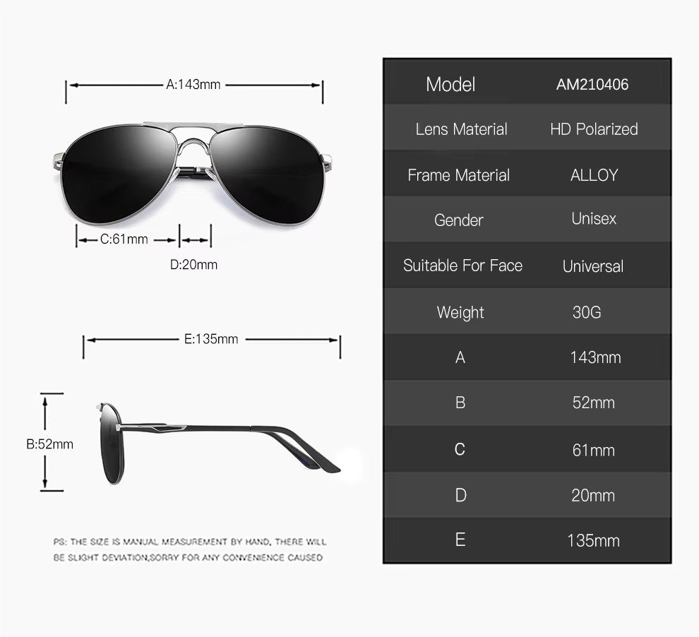 HUVORA | Air Marshal | Polarized Aviator Sunglasses